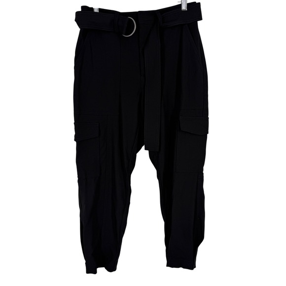 Banana Republic Pants - Banana Republic Slim Fit Drapy Twill Utility Cargo Pant Black Belted Petite 8 BR